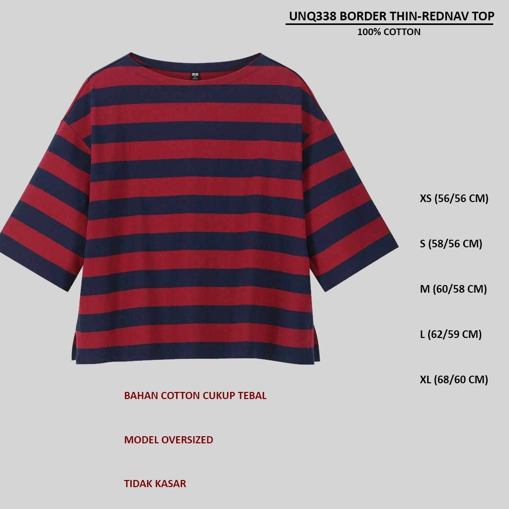 Atasan Kaos Wanita Lengan Pendek Oversized (UNQ338 BORDER OVSZED TOP)