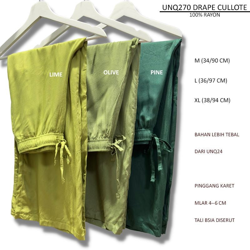 Celana Kulot Wanita Panjang Straight Rayon Polos (UNQ270 DRAPE CULLOTE)