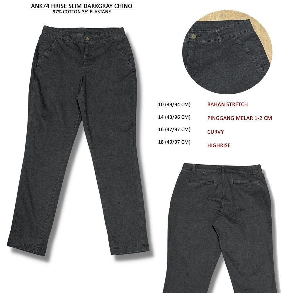 Celana Panjang Chino Wanita Highrise Stretch Casual (ANK74 HRISE SLIM CHINO)