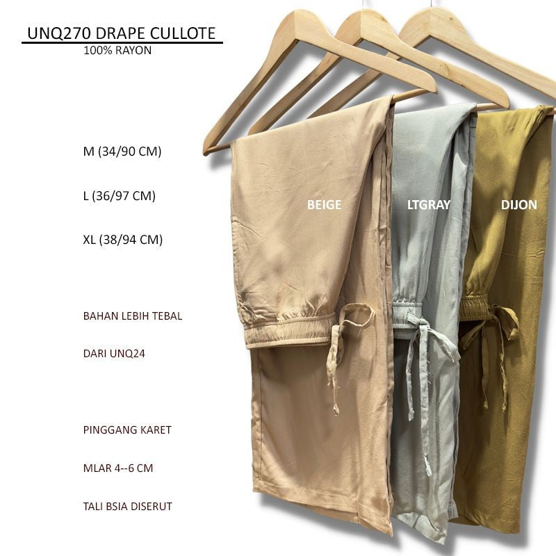 Celana Kulot Wanita Panjang Straight Rayon Polos (UNQ270 DRAPE CULLOTE)
