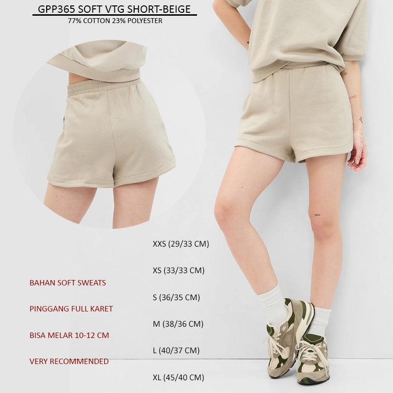 Celana Pendek Santai Wanita Soft Sweats (GPP365 SOFT VTG SHORT)