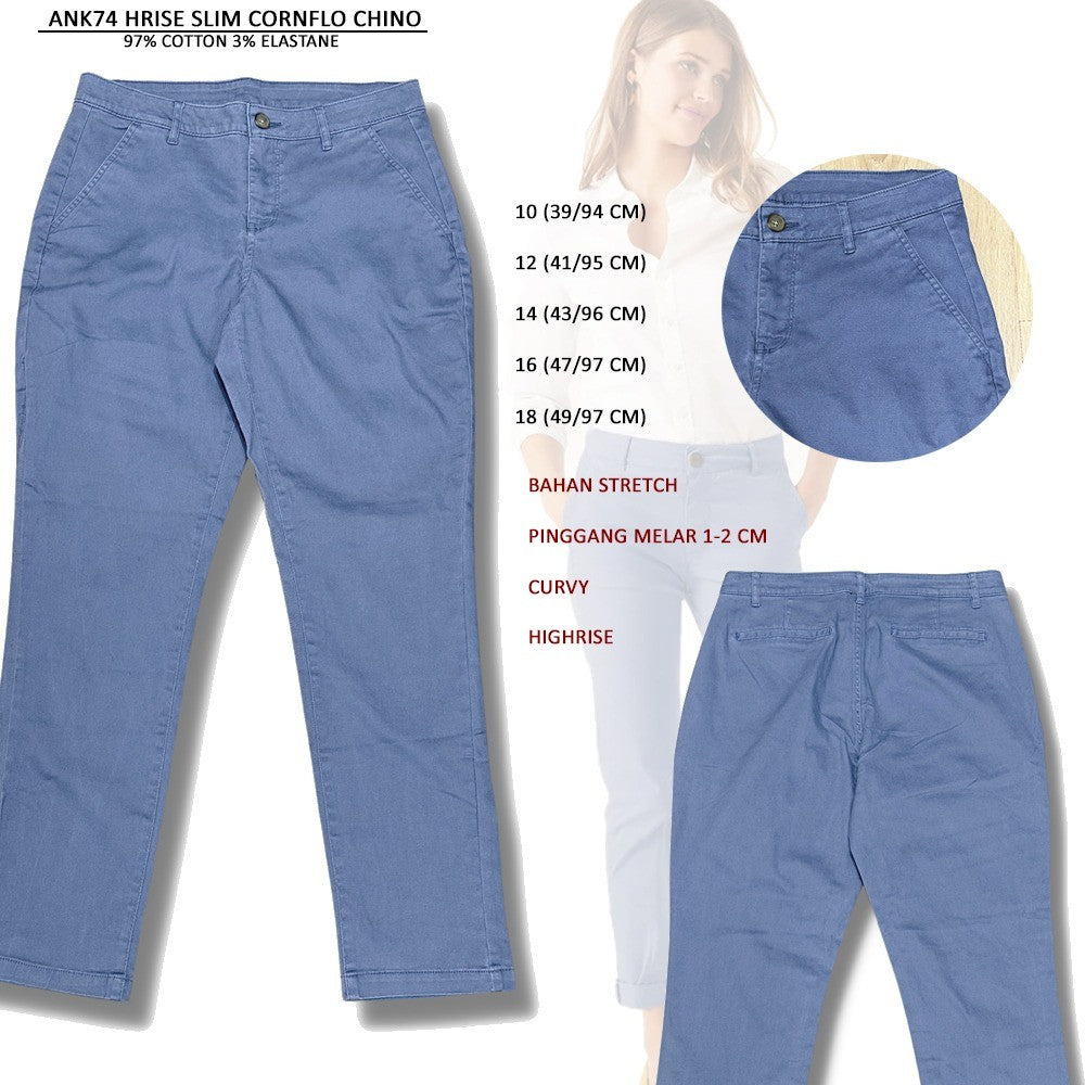 Celana Panjang Chino Wanita Highrise Stretch Casual (ANK74 HRISE SLIM CHINO)