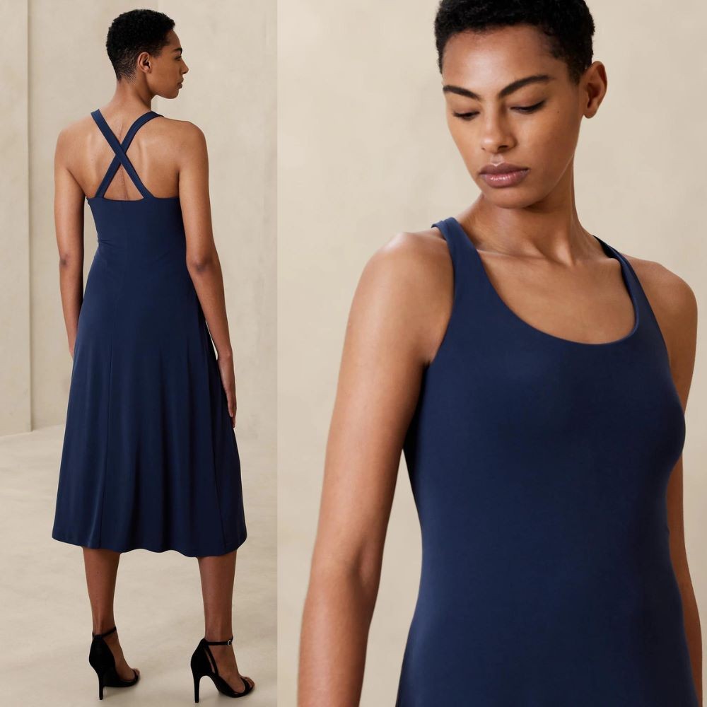 Dress Maxi Casual Wanita Tanpa Lengan (BREP68 DBLAYER DRESS)