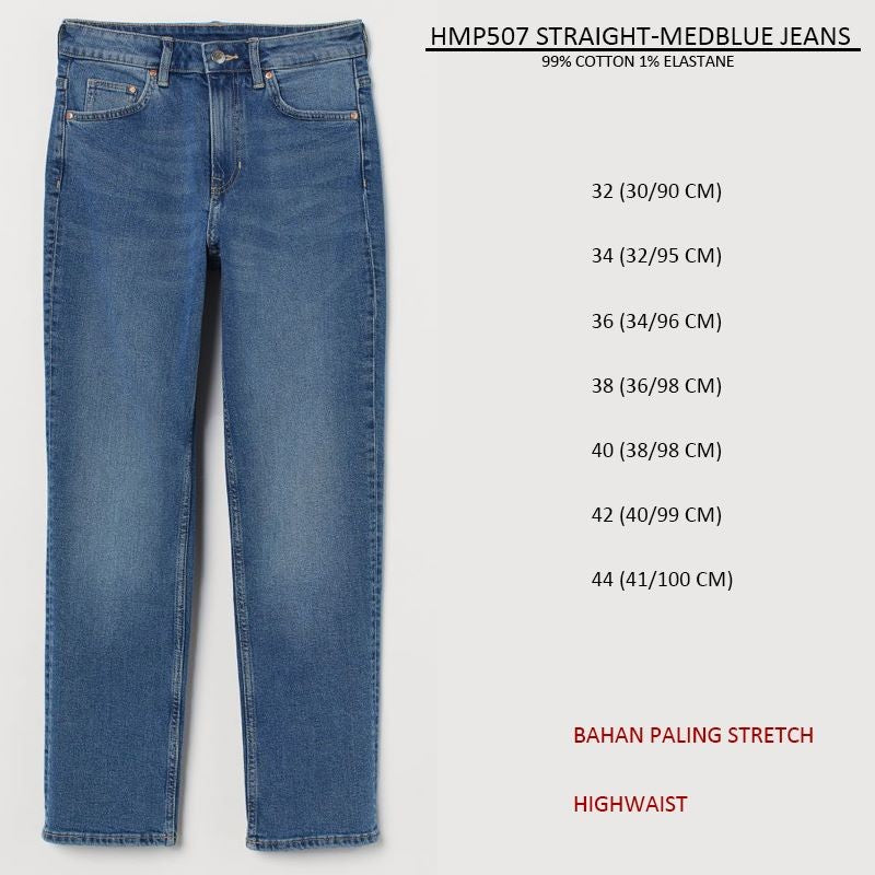 Celana Panjang Straight Jeans Wanita Highrise (HMP507 STRAIGHT HIGH JEANS)