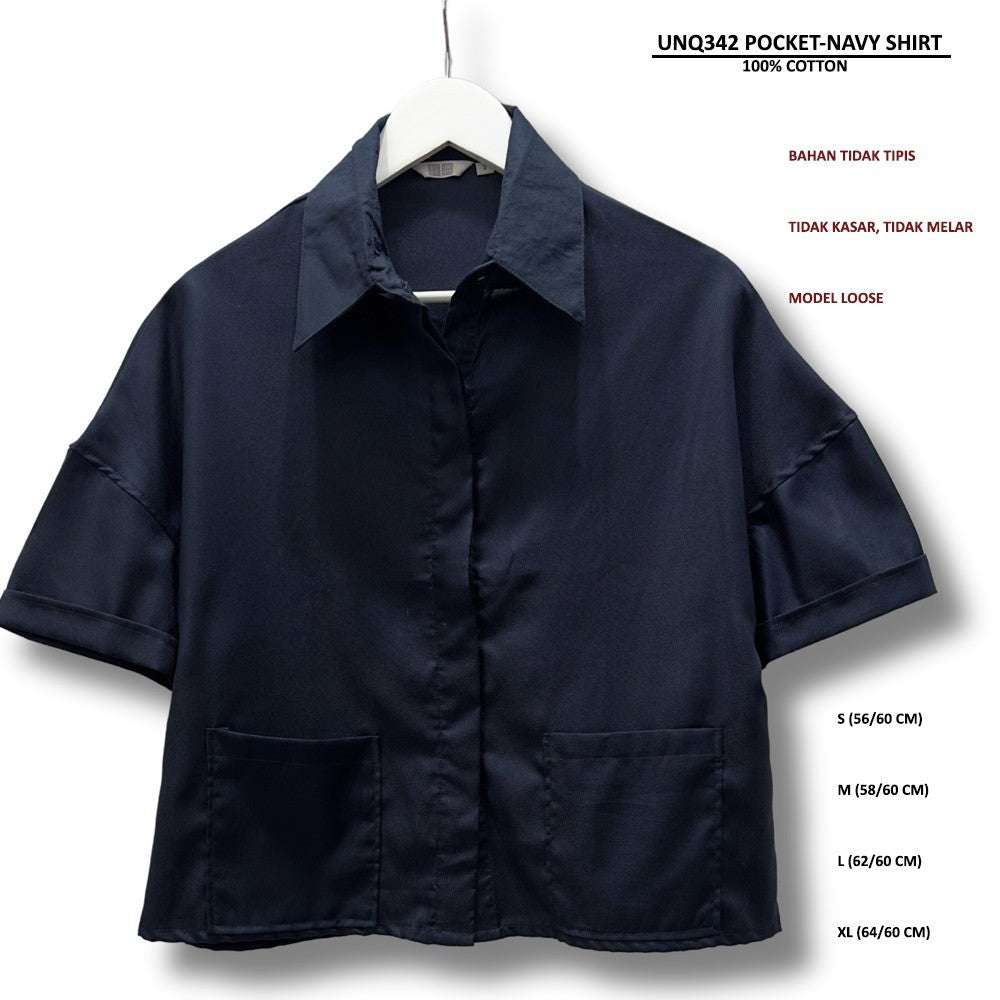 Atasan Kemeja Wanita Lengan Pendek (UNQ342 POCKET SHIRT)